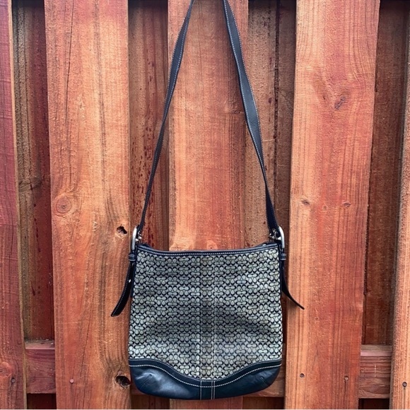 Coach Handbags - Coach Black and Gray Patterned Shoulder Bag